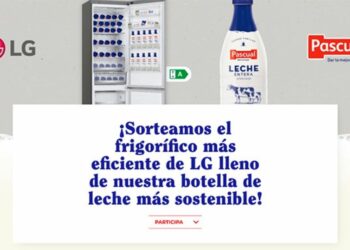 Leche Pascual sortea el frigorífico más eficiente de LG lleno de sus botellas de leche mas sostenible