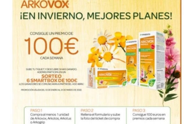 Regalan 12 premios de 100 euros y 6 Smartbox con Arkopharma