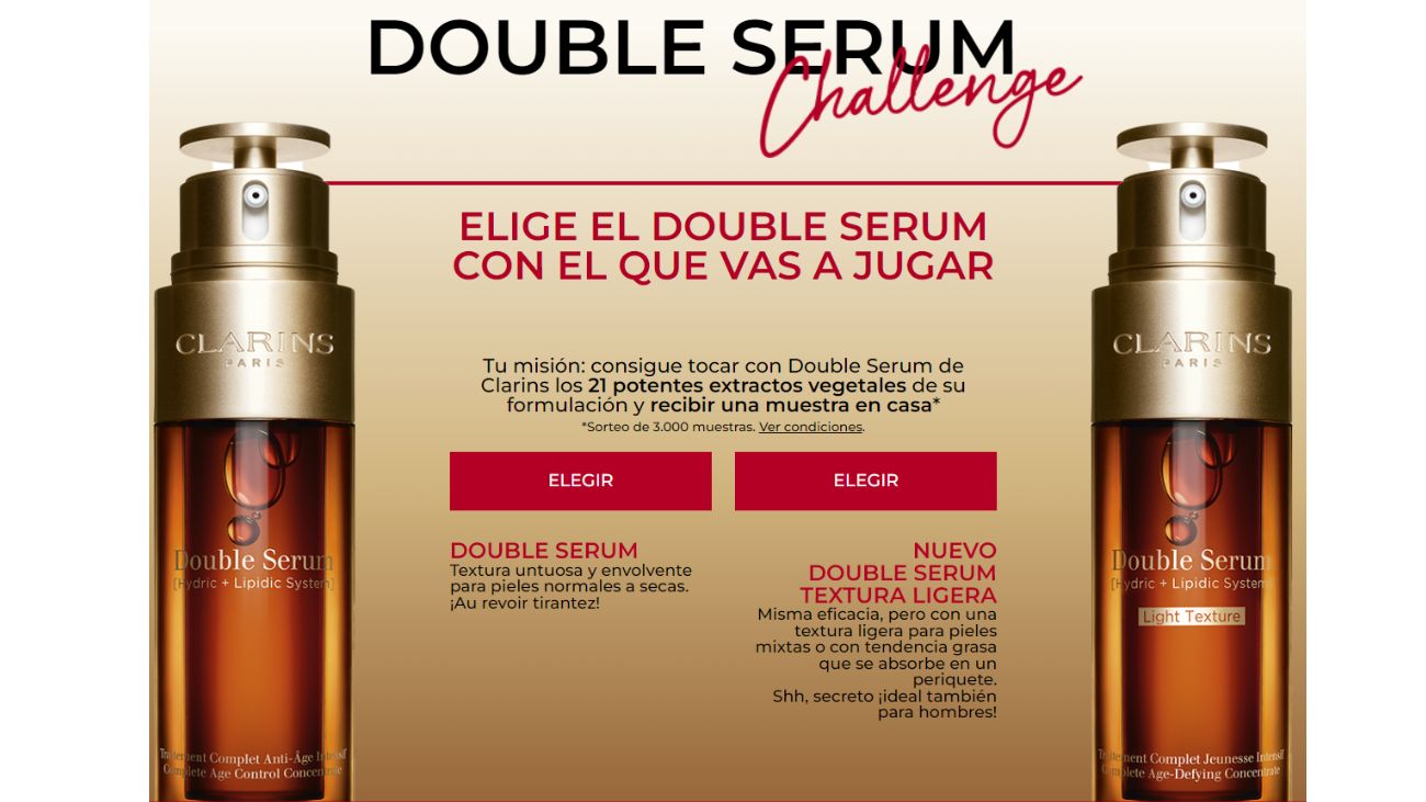 Clarins reparte 3.000 muestras gratis  Double Sérum