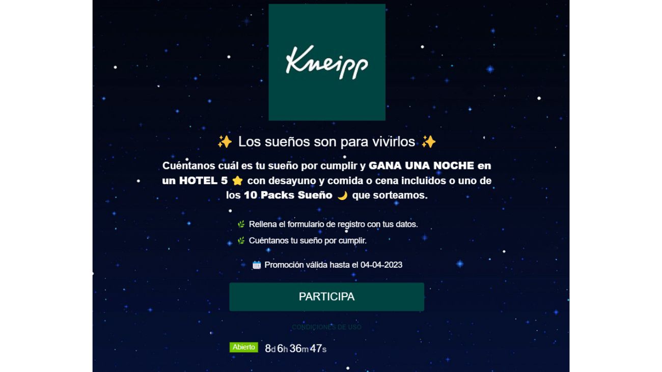 Kneipp te regala una noche de hotel y premios