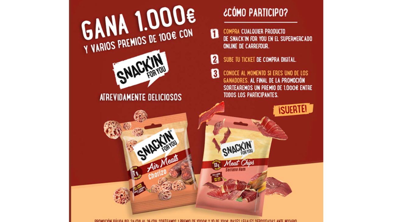 Gana 1000 euros y más premios participa en Snack’In For You