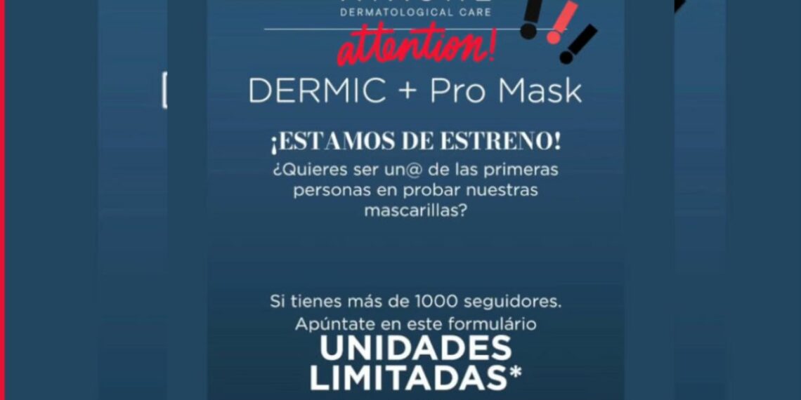 Consigue gratis 500 muestras de Mascarilla Dermic ProMask de Atache Dermatological Care